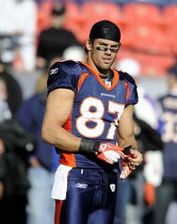 Broncos wide receiver Eric Decker drops the ball during the second