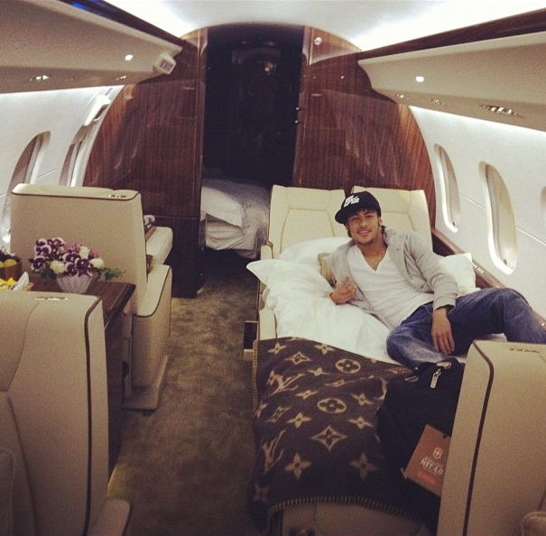 Neymar charters a jet so he can score a great goal for Santos and get ...