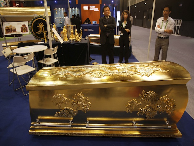 Would you spend $35,000 for a gold-plated coffin? 