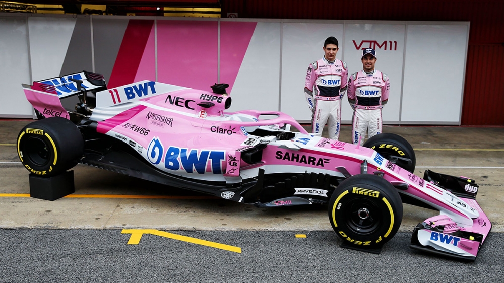 Force India新車VJM11於Catalunya賽道圍場亮相