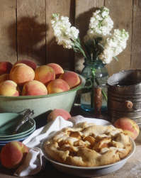 peaches, cobbler & flowers