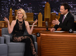 January Jones Goes Without Underwear In Sexy Black Jumpsuit on Tonight Show: Pictures