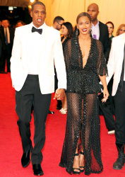 Beyonce Rocks Daringly Low Cut Dress, Face Mask at Met Gala 2014 with Jay Z