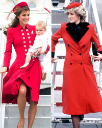 Kate Middleton's Red Coat Echoes Princess Diana's Style From 30 Years Ago: See the Side-by-Side Pictures