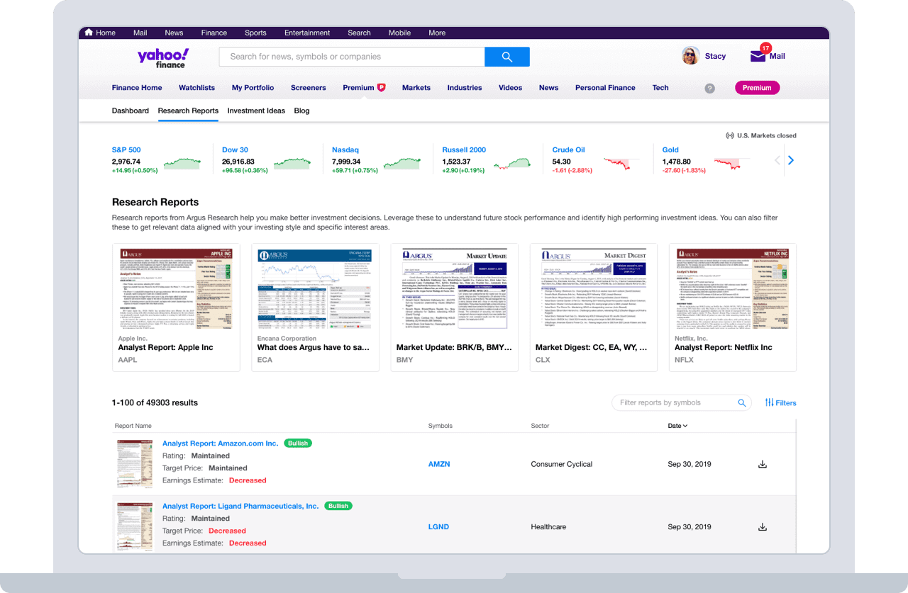 Research Reports Trade Ideas Yahoo Finance