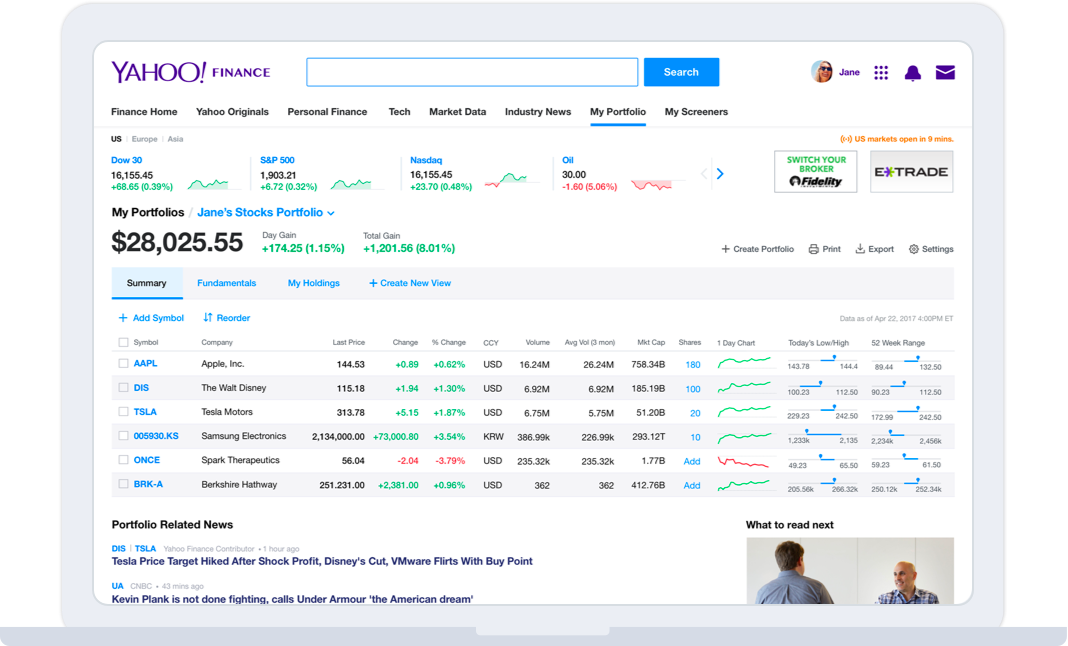 download yahoo portfolio