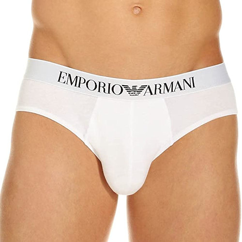 Emporio Armani 男經典棉質三角內褲(白色)