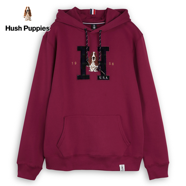 Hush Puppies 帽T 男裝貼布H字刺繡狗長袖帽T