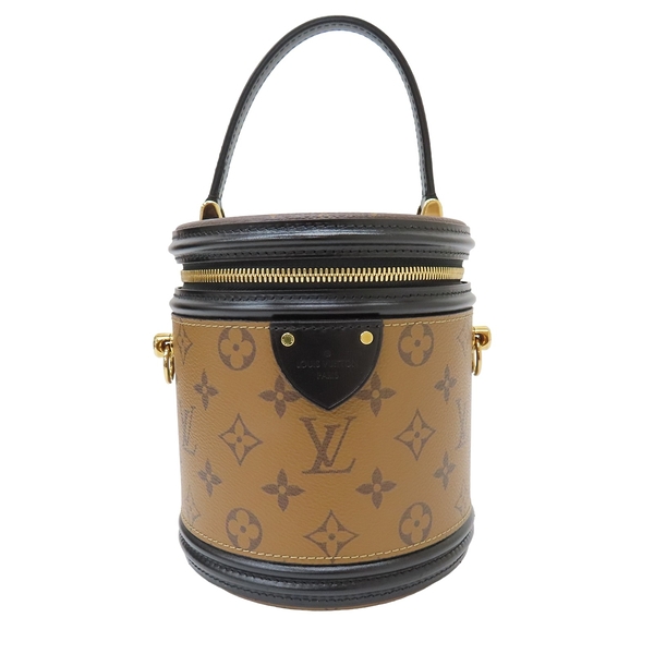 【二手名牌BRAND OFF】LOUIS VUITTON LV 路易威登 棕色 原花 PVC塗層帆布 Cannes 肩背包 圓筒包 金扣 M43986