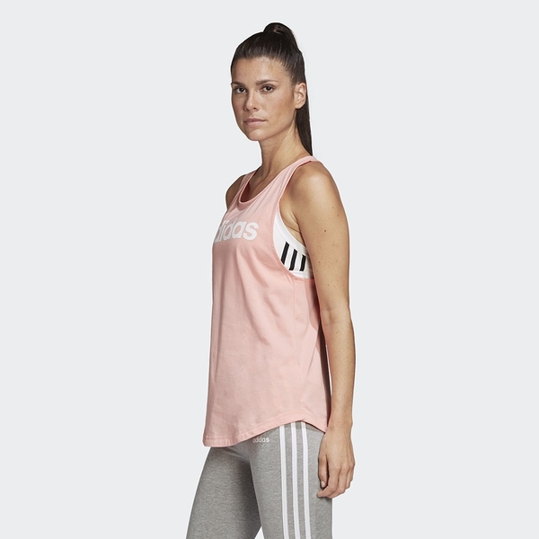 ADIDAS ESSENTIALS LINEAR SLIM TANK 女裝 背心 訓練 健身 棉質 粉【運動世界】FM6359 product thumbnail 3