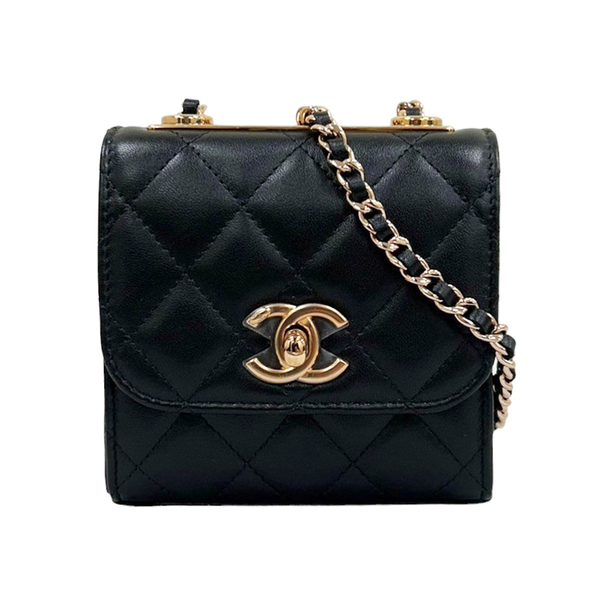 【二手名牌BRAND OFF】CHANEL 香奈兒 黑色 羊皮 Mini Trendy CC Chain Wallet 肩背包