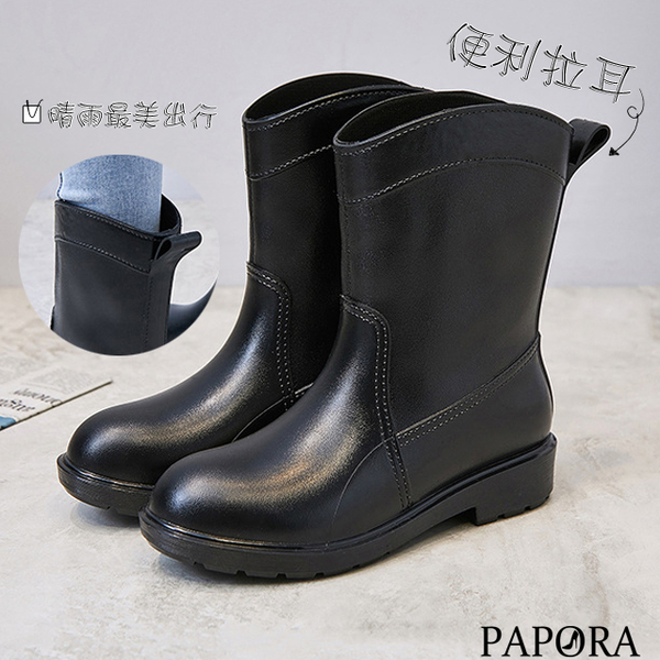 PAPORA防水防風百搭雨鞋 黑色/棕色 ~正常 E300 product thumbnail 4