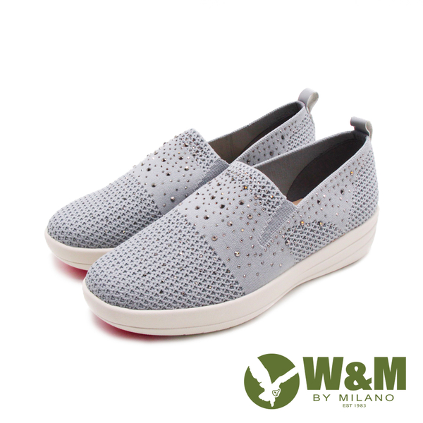 W&M (女)飛線編織厚底鑲鑽增高鞋 女鞋-灰
