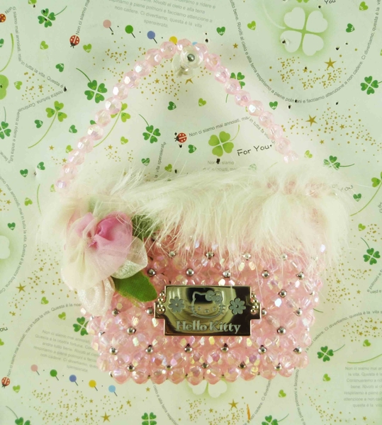 【震撼精品百貨】Hello Kitty 凱蒂貓-造型零錢包-粉串珠圖案 product thumbnail 2