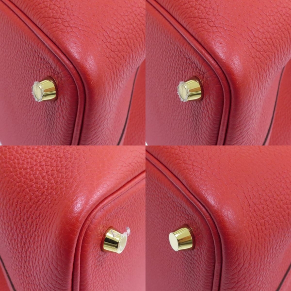 【二手名牌BRAND OFF】HERMES 愛馬仕 紅色 牛皮 Picotin18 菜籃子 手提包 金扣 D刻 product thumbnail 8