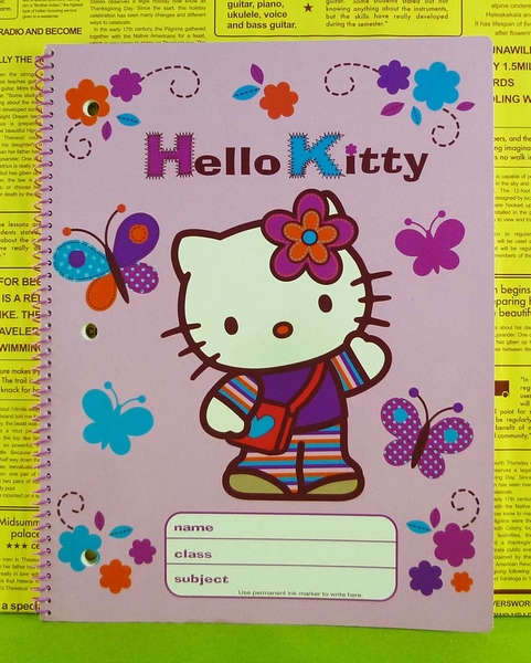 【震撼精品百貨】Hello Kitty 凱蒂貓~筆記本~蝴蝶~粉紫色【共1款】