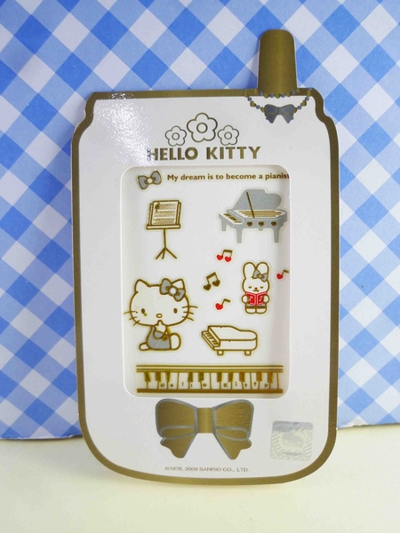 【震撼精品百貨】Hello Kitty 凱蒂貓~KITTY立體鋁鑽貼紙-鋼琴