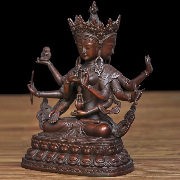 純銅尊勝佛母佛像擺件藏傳密宗銅像工藝品居家佛堂供奉佛教用品