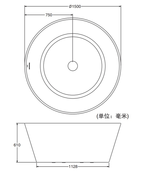 【麗室衛浴】美國KOHLER活動促銷 EVOK系列 圓形壓克力獨立缸 K-25163T-0 1500*H610mm