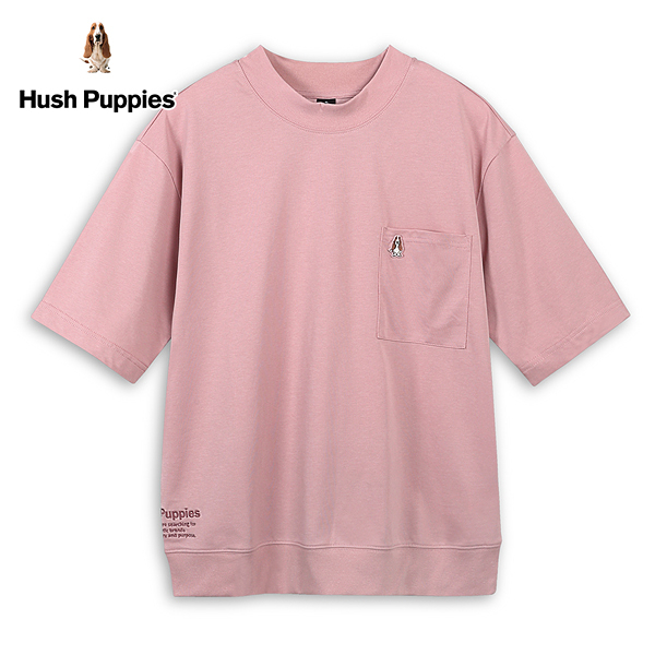 Hush Puppies 上衣 男裝素色冰涼面料寬鬆落肩短袖立領上衣