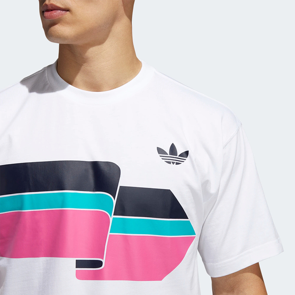 ADIDAS RIPPLE T-SHIRT 男裝 短袖 休閒 舒適 三葉草 棉質 三色彩帶圖形 白【運動世界】FM1531 product thumbnail 6