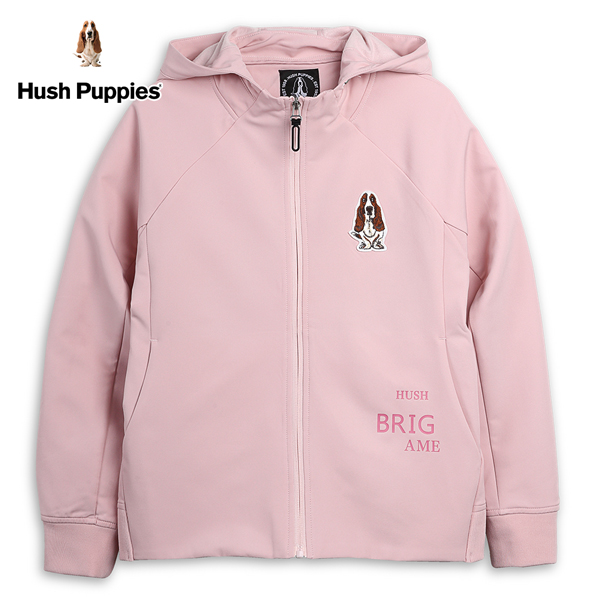 Hush Puppies 外套 女裝文字印花刺繡狗防風機能刷毛立領連帽外套