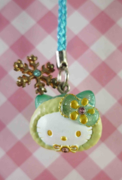 【震撼精品百貨】Hello Kitty 凱蒂貓~限定版手機吊飾-藍聖誕雪花(繩)