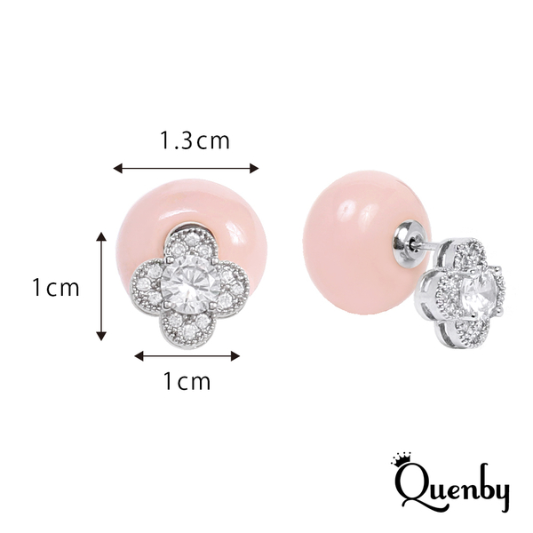 Quenby 送禮 母親節 歐美 韓系平價飾品 925純銀 靚眼氣質粉鋯石珍珠耳環/耳針 product thumbnail 6