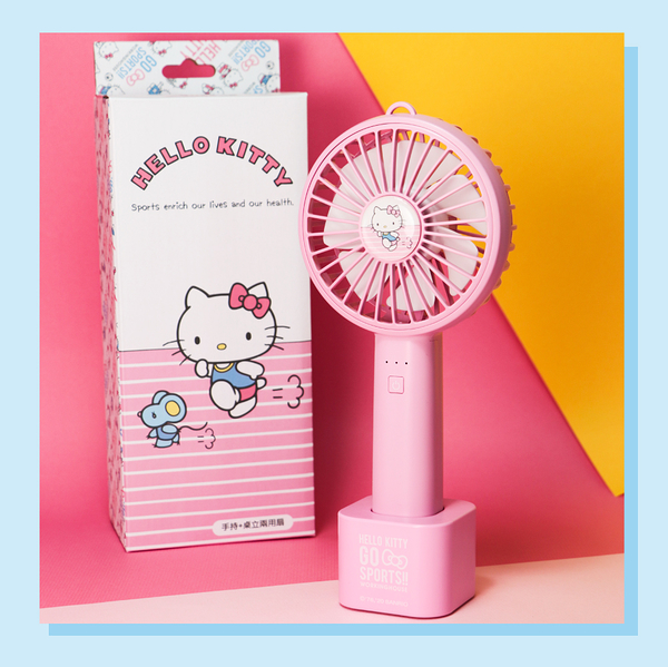 Hello Kitty手持+桌立LED燈顯示三段兩用扇 HK-2004超值2入