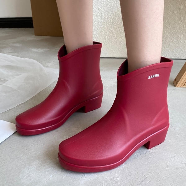 【36-41全尺碼】雨鞋．日系素色字母粗跟防水雨靴．白鳥麗子 product thumbnail 5