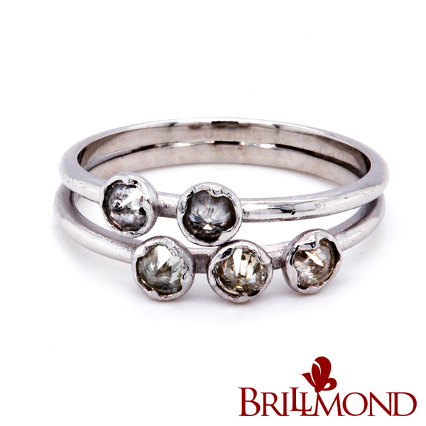 【BRILLMOND JEWELRY】鑽石排戒 50分 白K金 倒鑲手工鑽戒(9K白金台 天然鑽石總重50分)