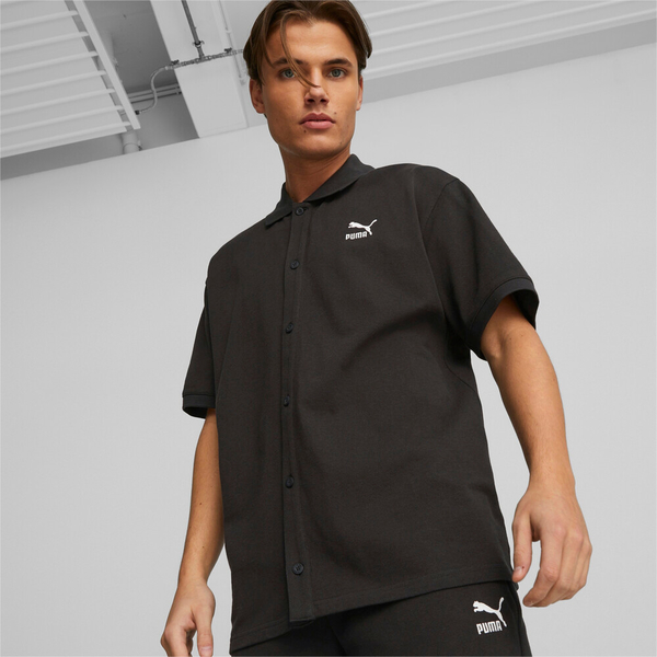 PUMA 短袖 流行系列 CLASSICS PIQUE 黑色 襯衫 POLO衫 男 53812901