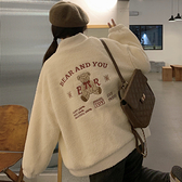 VK精品服飾 韓系背後字母印花拉鏈外套單品長袖上衣