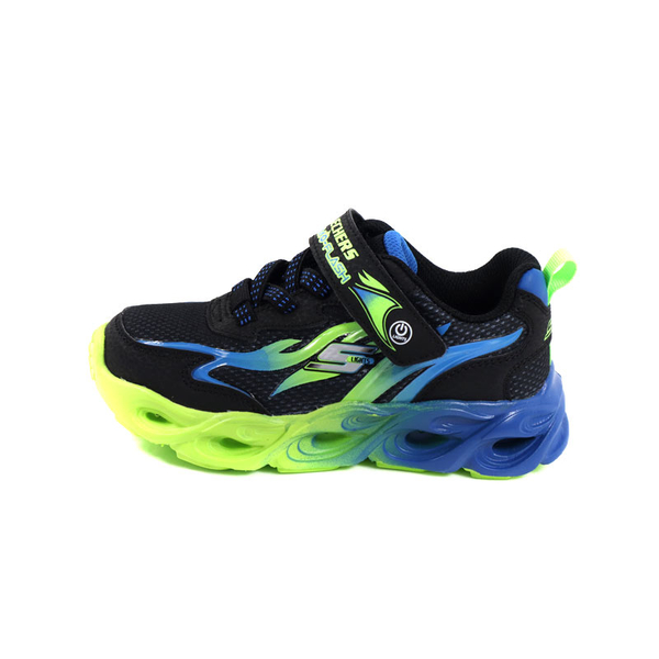 SKECHERS S-LIGHTS 運動鞋 電燈鞋 童鞋 魔鬼氈 黑/藍綠 400103LBBLM no594 product thumbnail 8