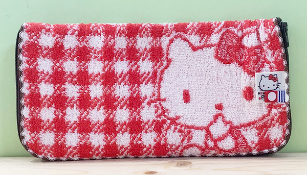 【震撼精品百貨】Hello Kitty 凱蒂貓~Hello Kitty日本SANRIO三麗鷗KITTY化妝包/筆袋-毛巾布紅*00330