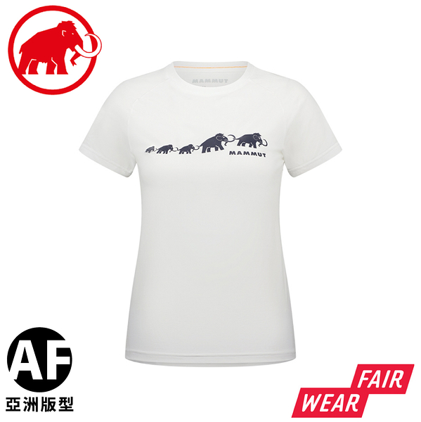 【MAMMUT 長毛象 女 QD Logo Print AF 快乾短袖T恤《白 PRT3》】1017-02022/圓領短袖/白T