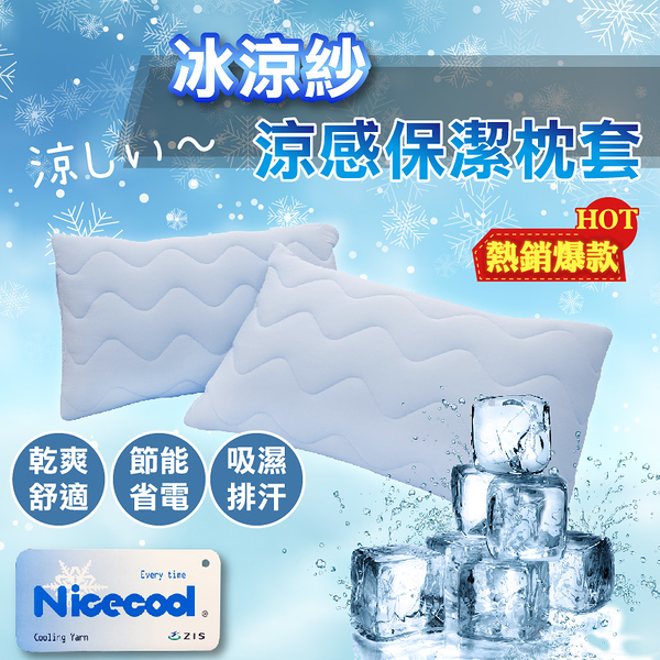 冰涼保潔枕套 枕頭套 奈米涼感紗 枕套1入 自然涼感舒適 MIT台灣製造