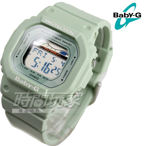 Baby-G BLX-560-3 復刻經典衝浪板海灘設計潮汐月相休閒電子女錶 防水手錶 綠 BLX-560-3DR CASIO卡西歐