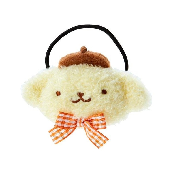 【震撼精品百貨】Pom Pom Purin 布丁狗~日本三麗鷗SANRIO 布丁狗絨毛大臉玩偶髮束(格子蝴蝶結款)*48456