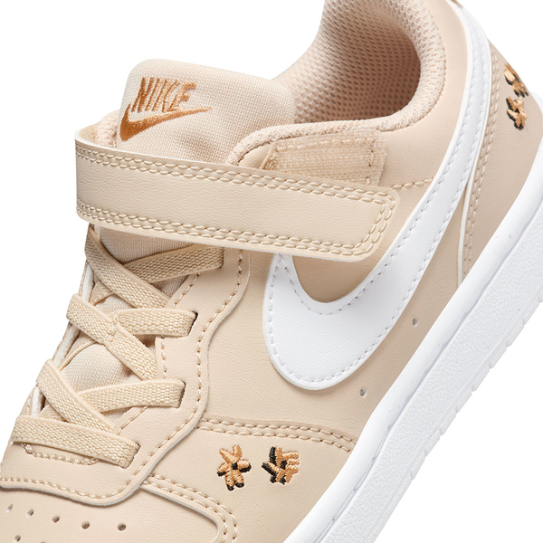 NIKE COURT BOROUGH LOW RECRAFT PS 刺繡小花 奶茶色 中童 魔鬼氈 休閒鞋 FZ3135-100 product thumbnail 7