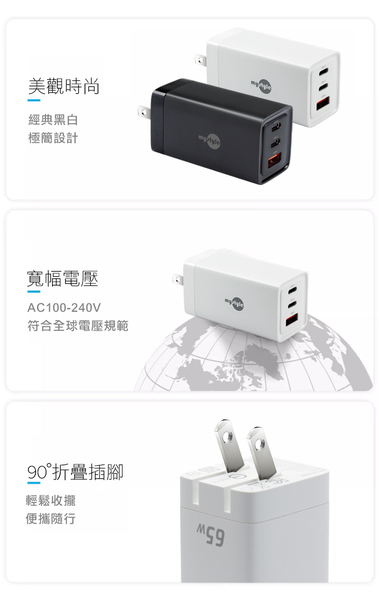 MyStyle 65W GaN氮化鎵極速充電器-黑+HANG R18 100W高密編織 Type-C to Type-C 快充充電線100cm product thumbnail 5