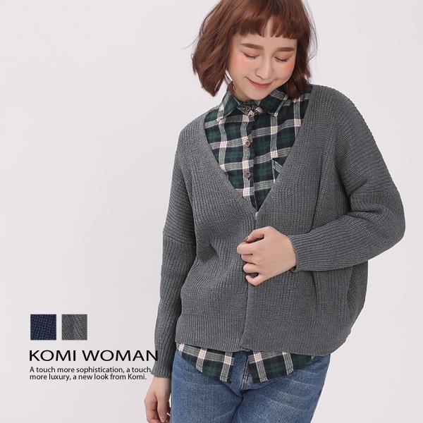 【南紡購物中心】KOMI-V領寬版針織毛衣外套 ‧二色