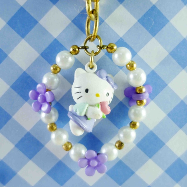 【震撼精品百貨】Hello Kitty 凱蒂貓~KITTY鑰匙圈-圓珠花-紫