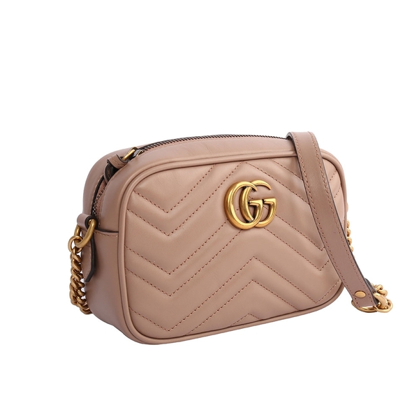 【GUCCI】Marmont mini款方型側背鍊包(藕粉) 448065 DTD1T 5729