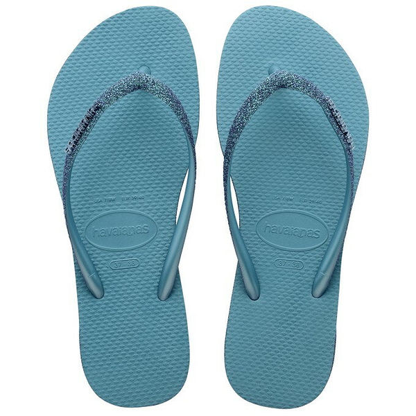 havaianas 哈瓦士 巴西人字拖 女款 Slim sparkle II 金蔥航海藍 拖鞋 夾腳拖【南風百貨】