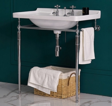 【麗室衛浴】美式古典 C-197 方型一體盆加不鏽鋼腳柱盆60* 46公分 product thumbnail 3