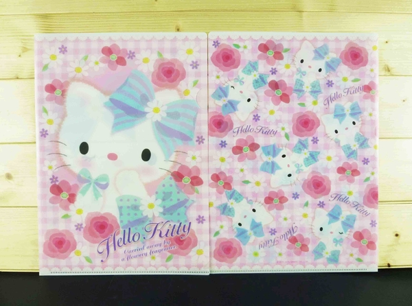 【震撼精品百貨】Hello Kitty 凱蒂貓~2入文件夾~粉玫瑰格子