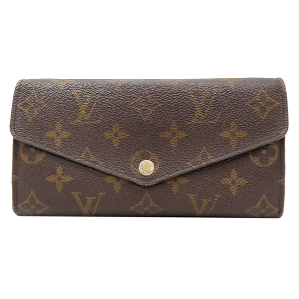 【二手名牌BRAND OFF】LOUIS VUITTON LV 路易威登 棕色 PVC塗層帆布 Sarah 釦式長夾 M60531