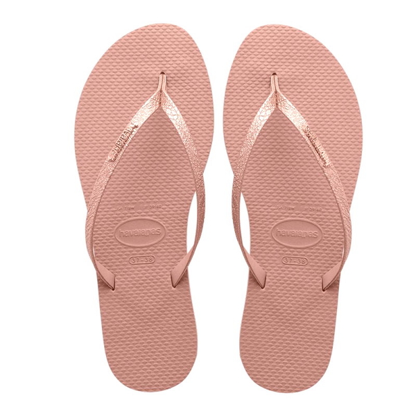 havaianas 哈瓦士 巴西人字拖 女款 You shine 粉 金屬LOGO 涼鞋 拖鞋 夾腳拖 海灘鞋【南風百貨】