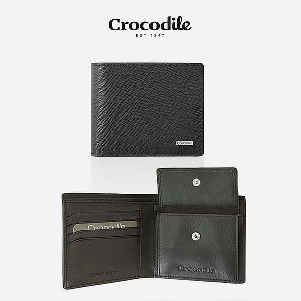 Crocodile 鱷魚 6卡夾 牛皮短夾 義大利防刮斜格紋Wind系列 0103-59031 原廠公司貨